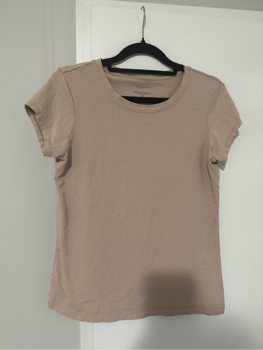 242. Tahari Short Sleeve Crewneck Tee Cotton/Modal Neutral Taupe